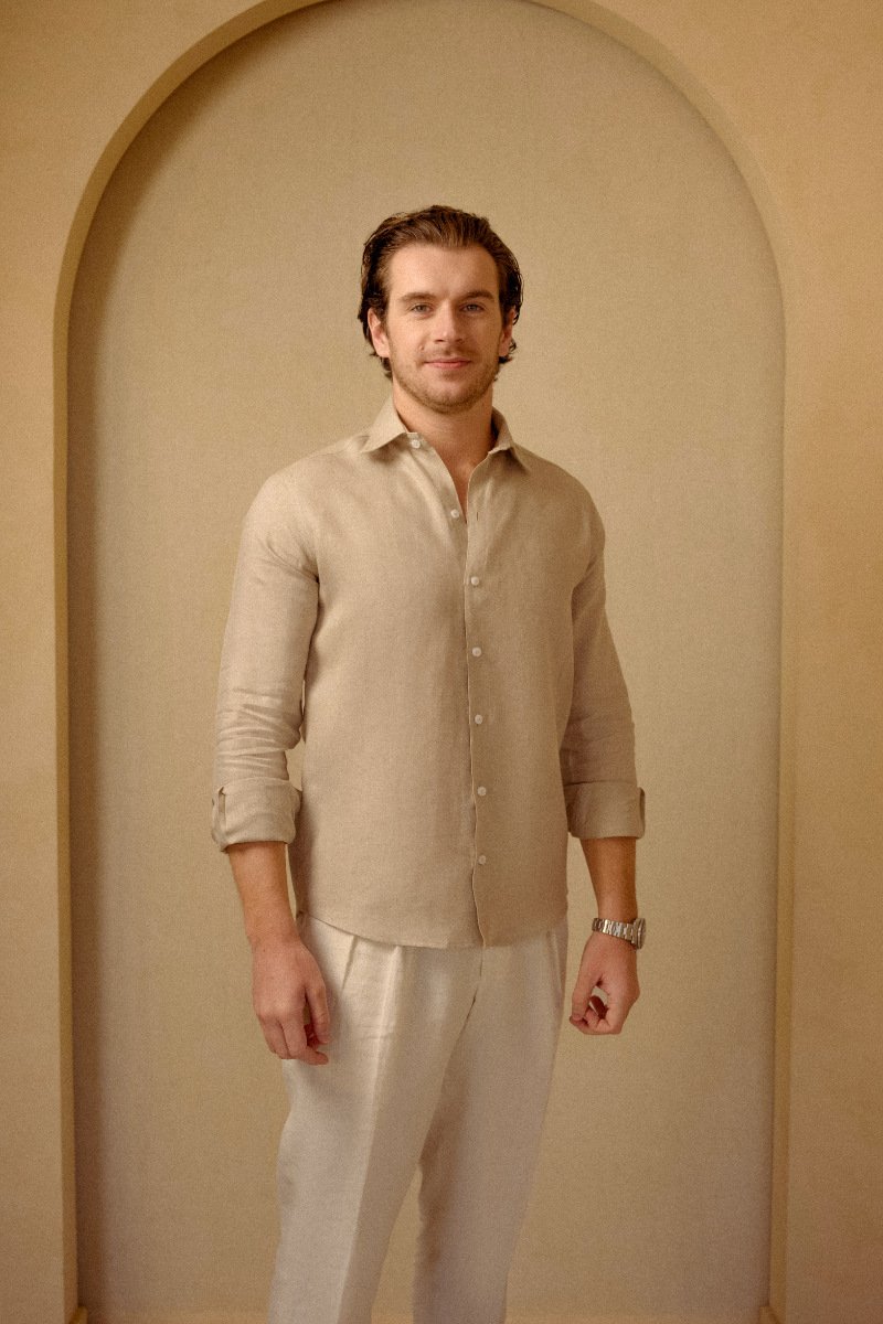 The Amalfi Linen Shirt in Sand