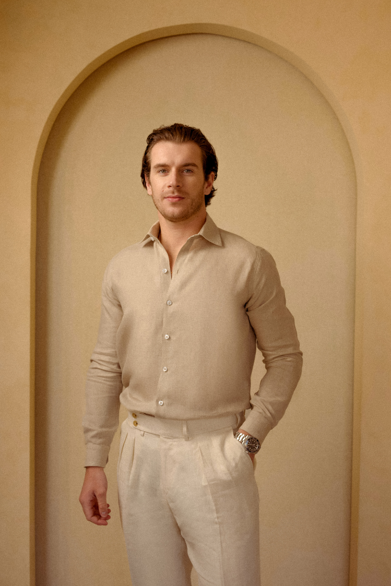 The Amalfi Linen Shirt in Sand