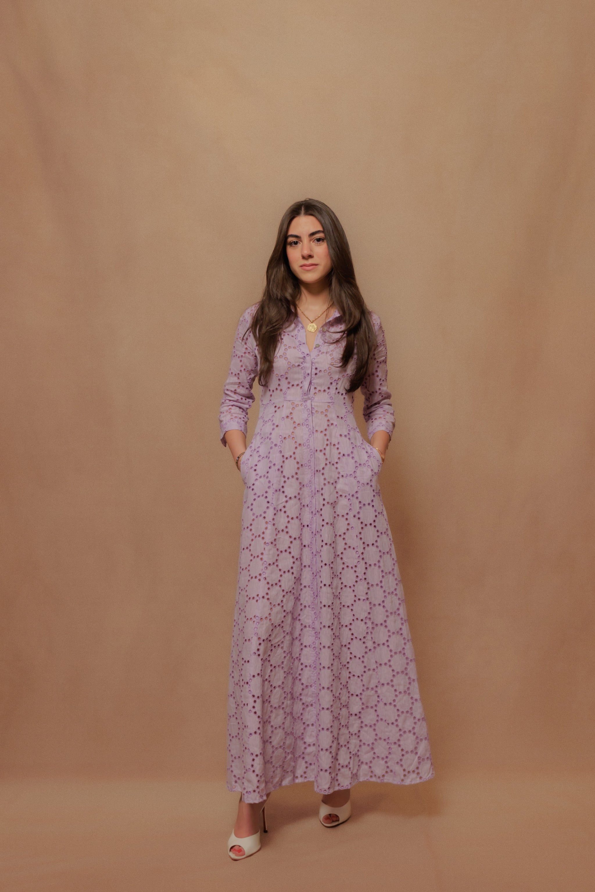 The Signature Dress in Eyelet Lilla