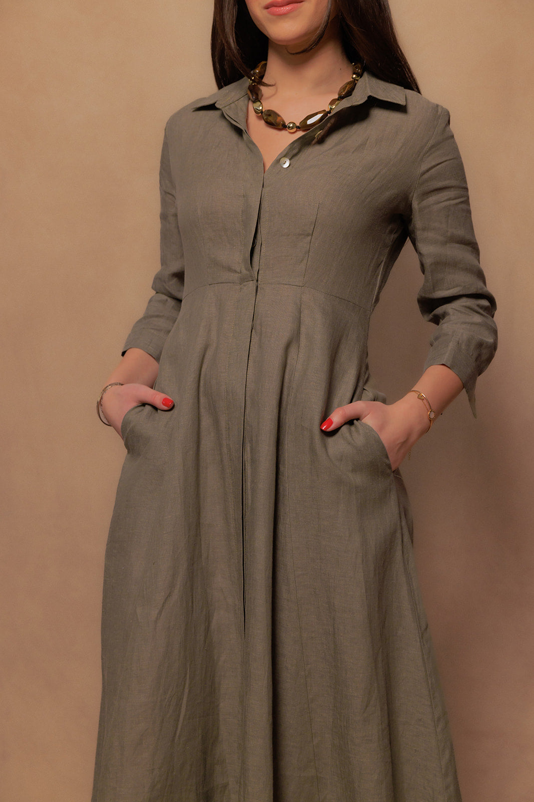 The Signature Dress in Safari Green