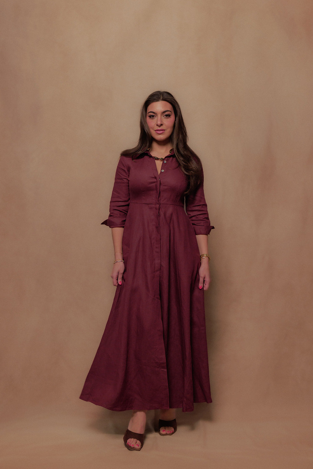 The Signature Dress in Burgundy