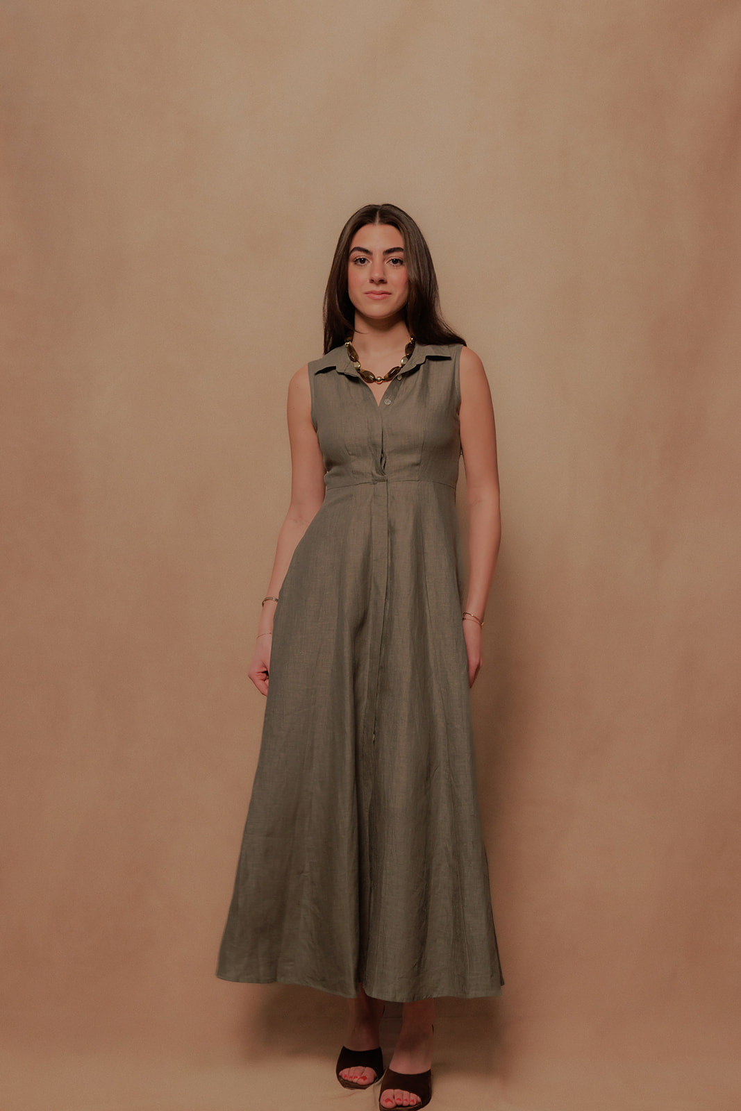 The Victoria Dress in Safari Green