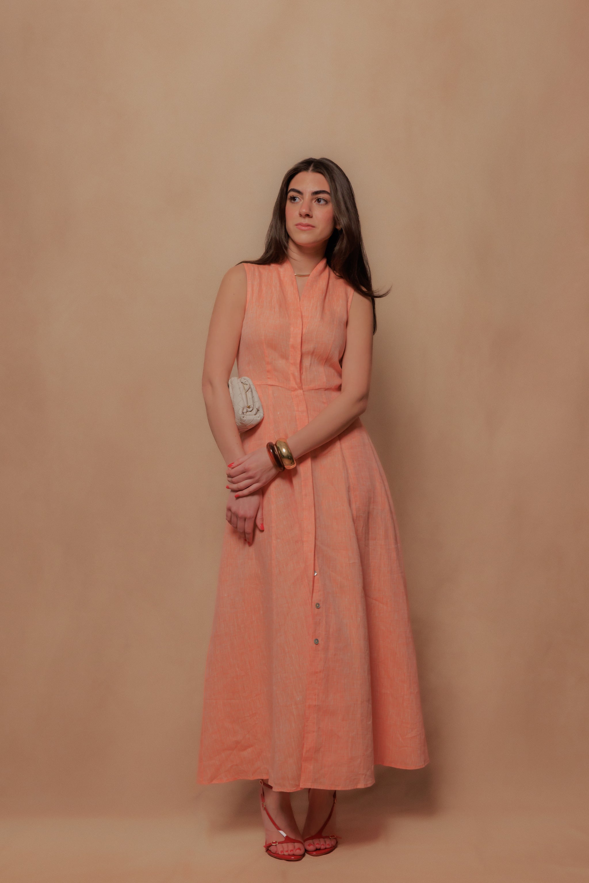 The Tina Dress in Peach