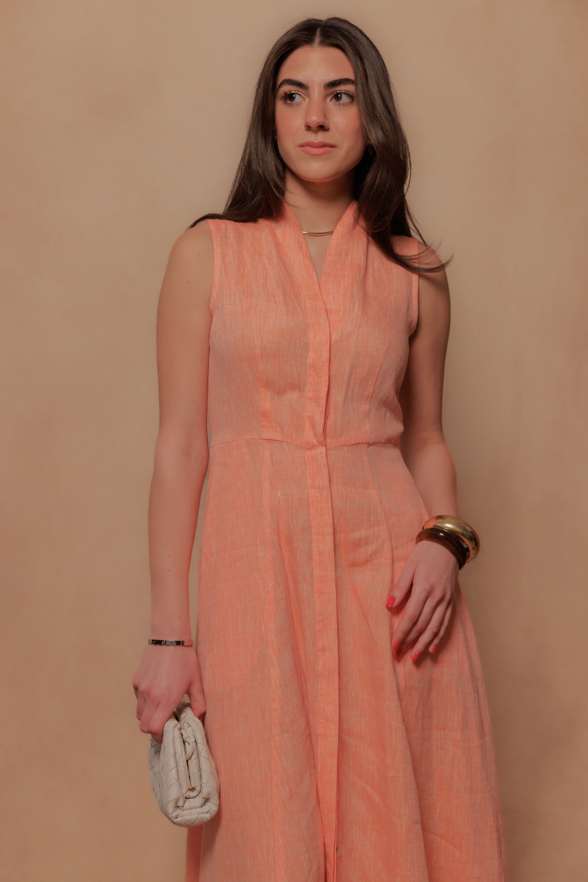 The Tina Dress in Peach