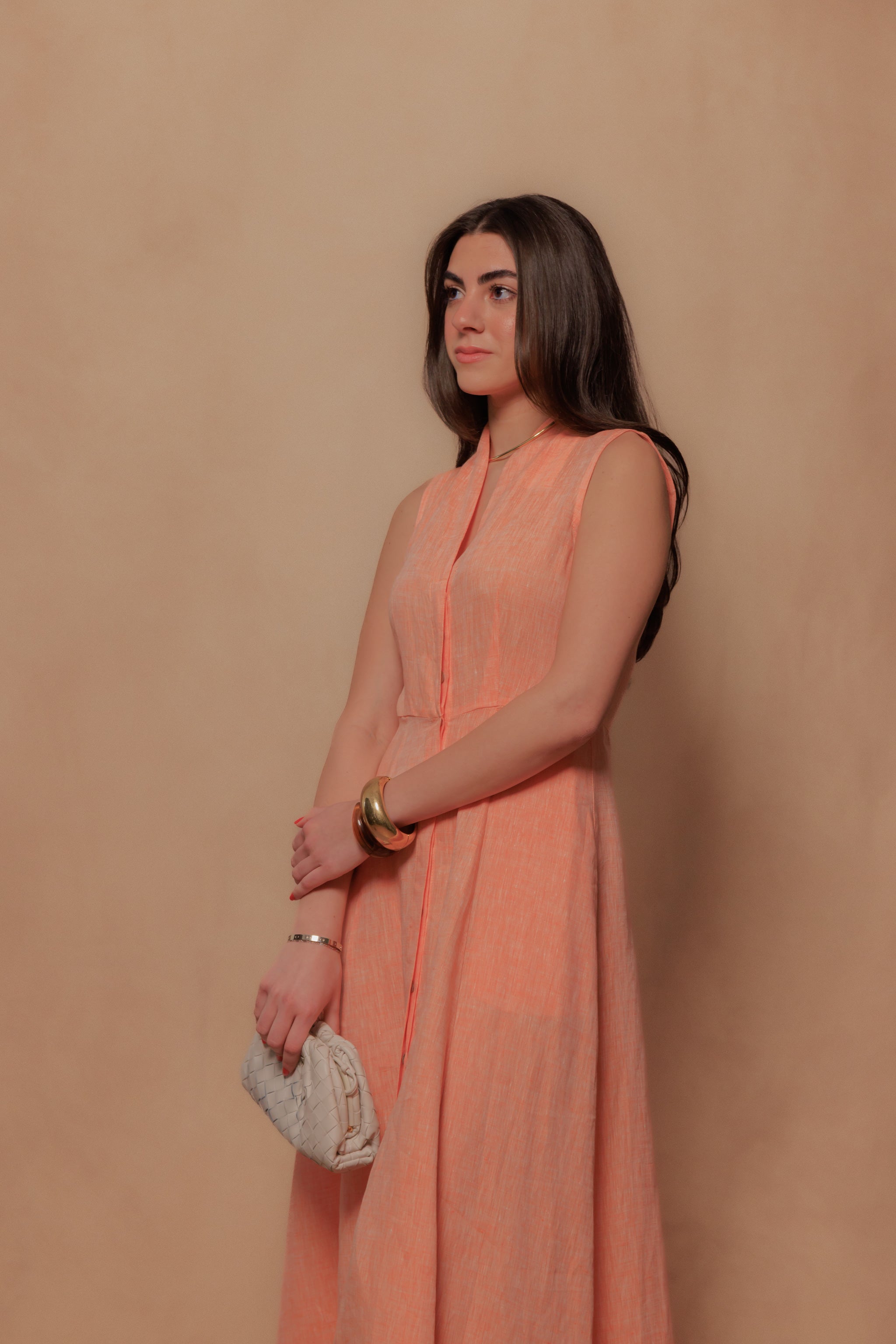 The Tina Dress in Peach