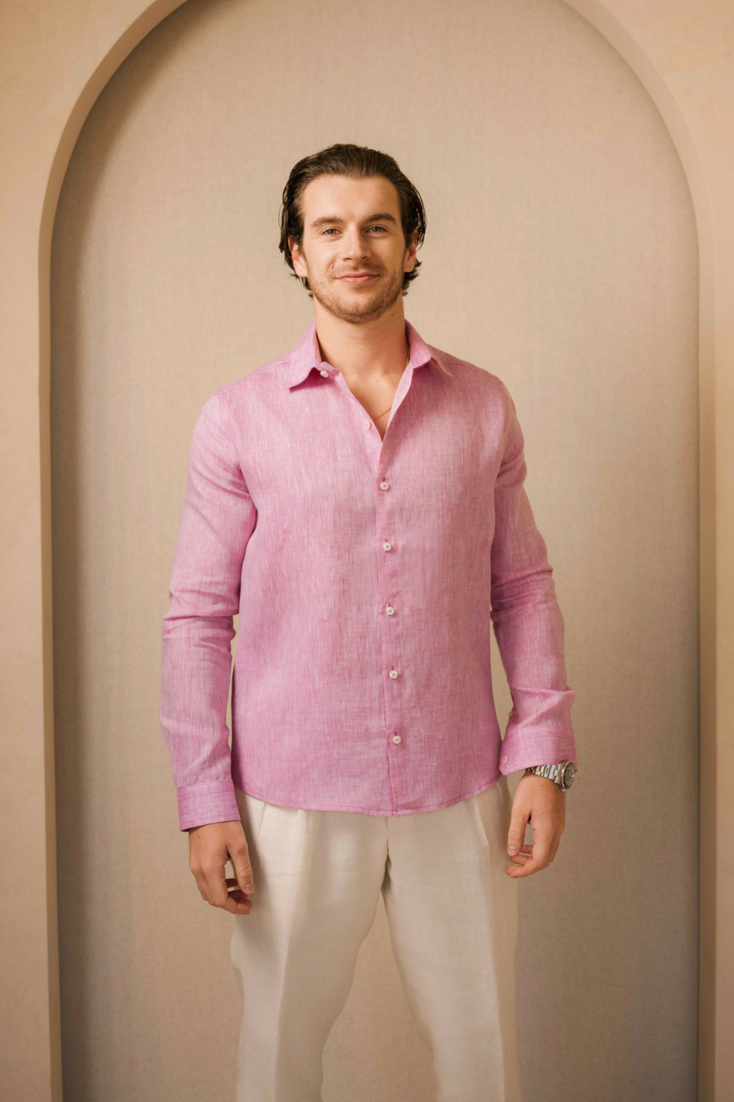The Amalfi Linen Shirt in Pink