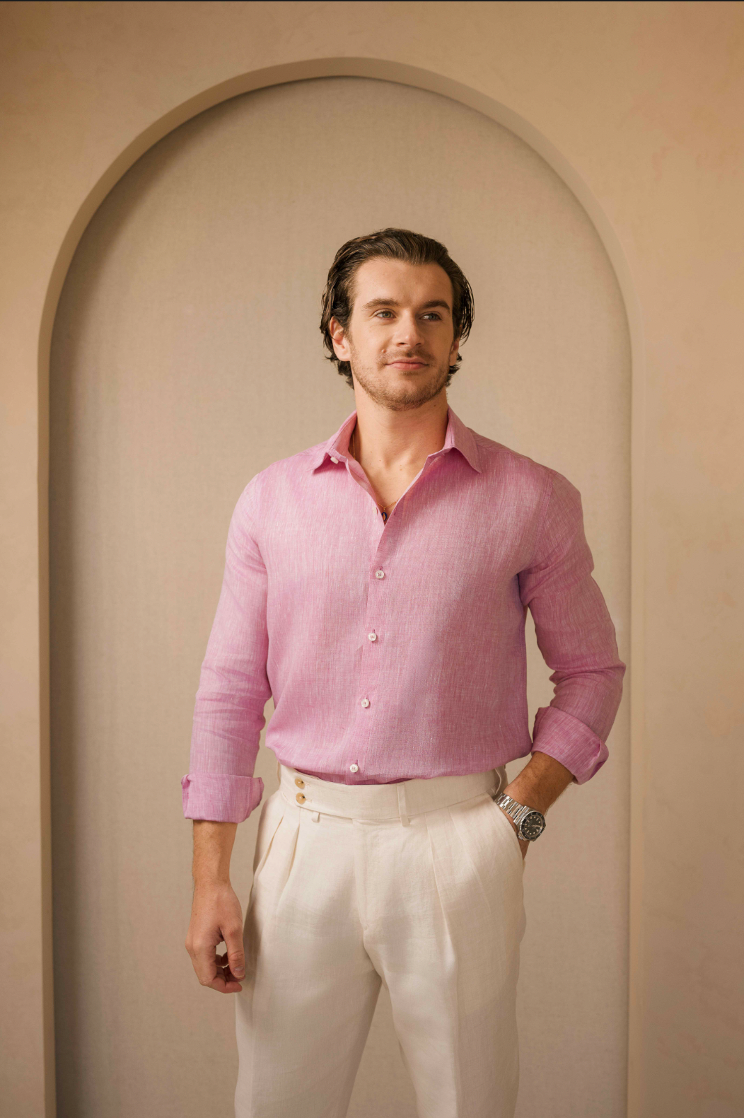 The Amalfi Linen Shirt in Pink