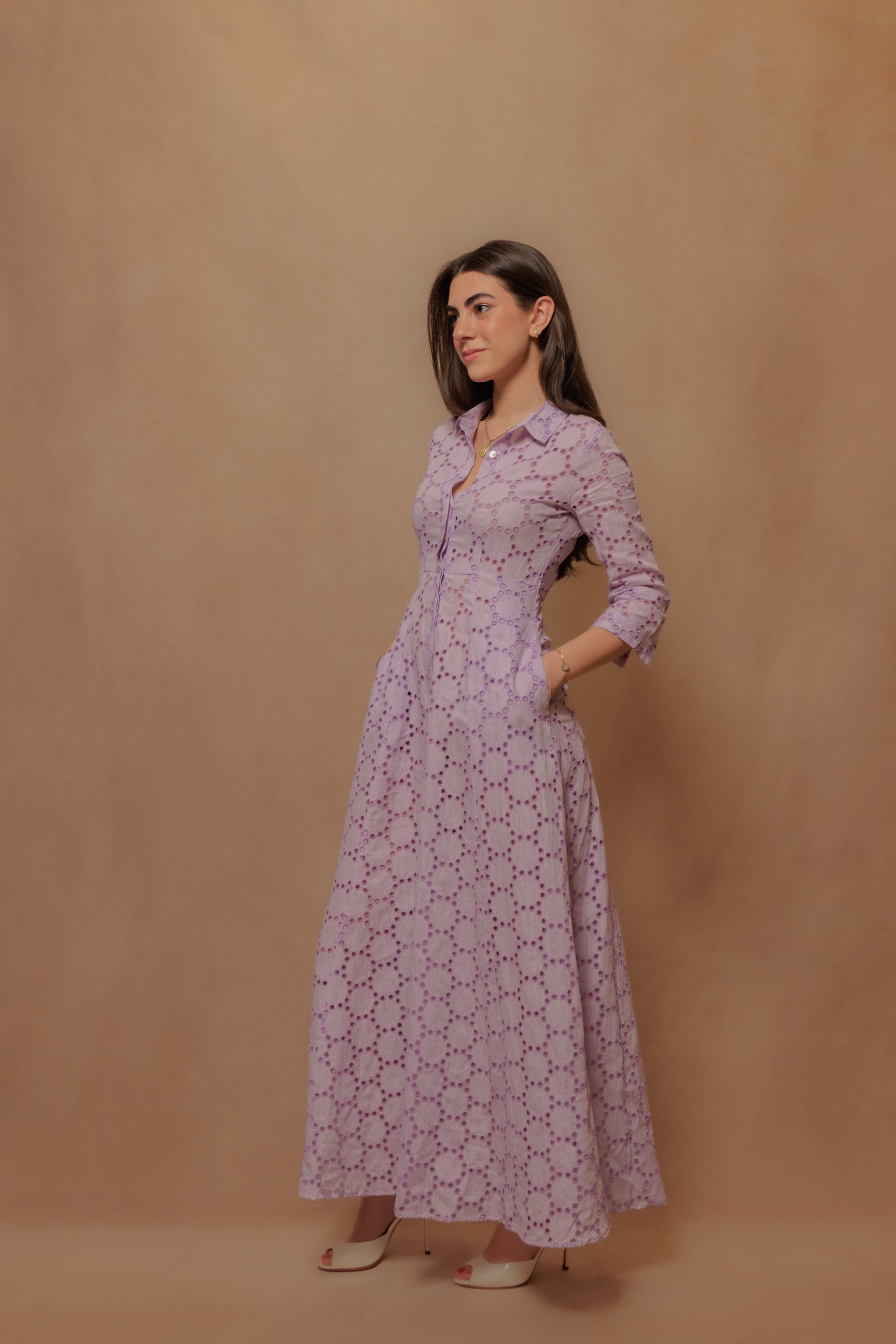 The Signature Dress in Eyelet Lilla
