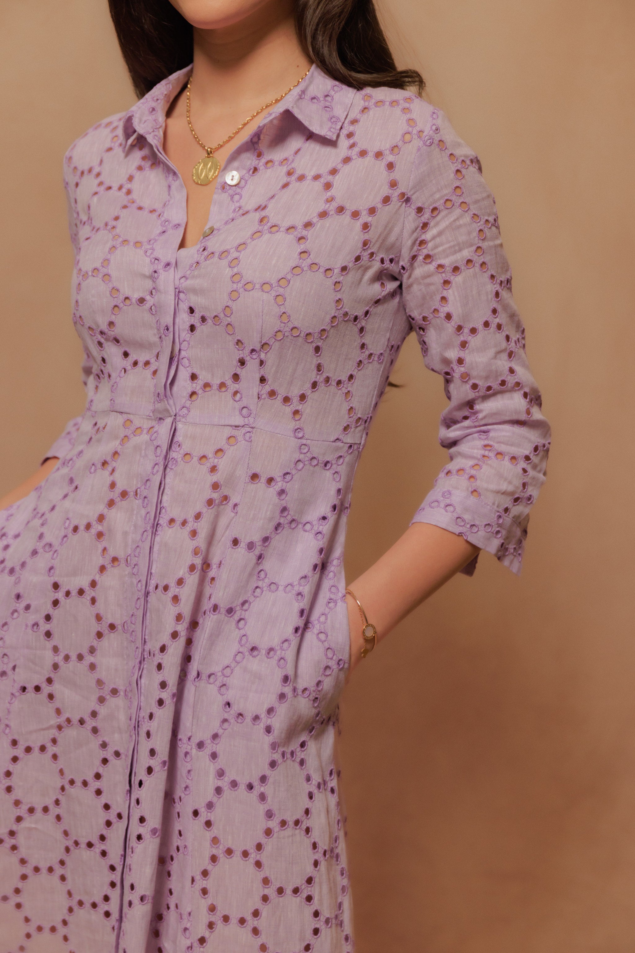 The Signature Dress in Eyelet Lilla