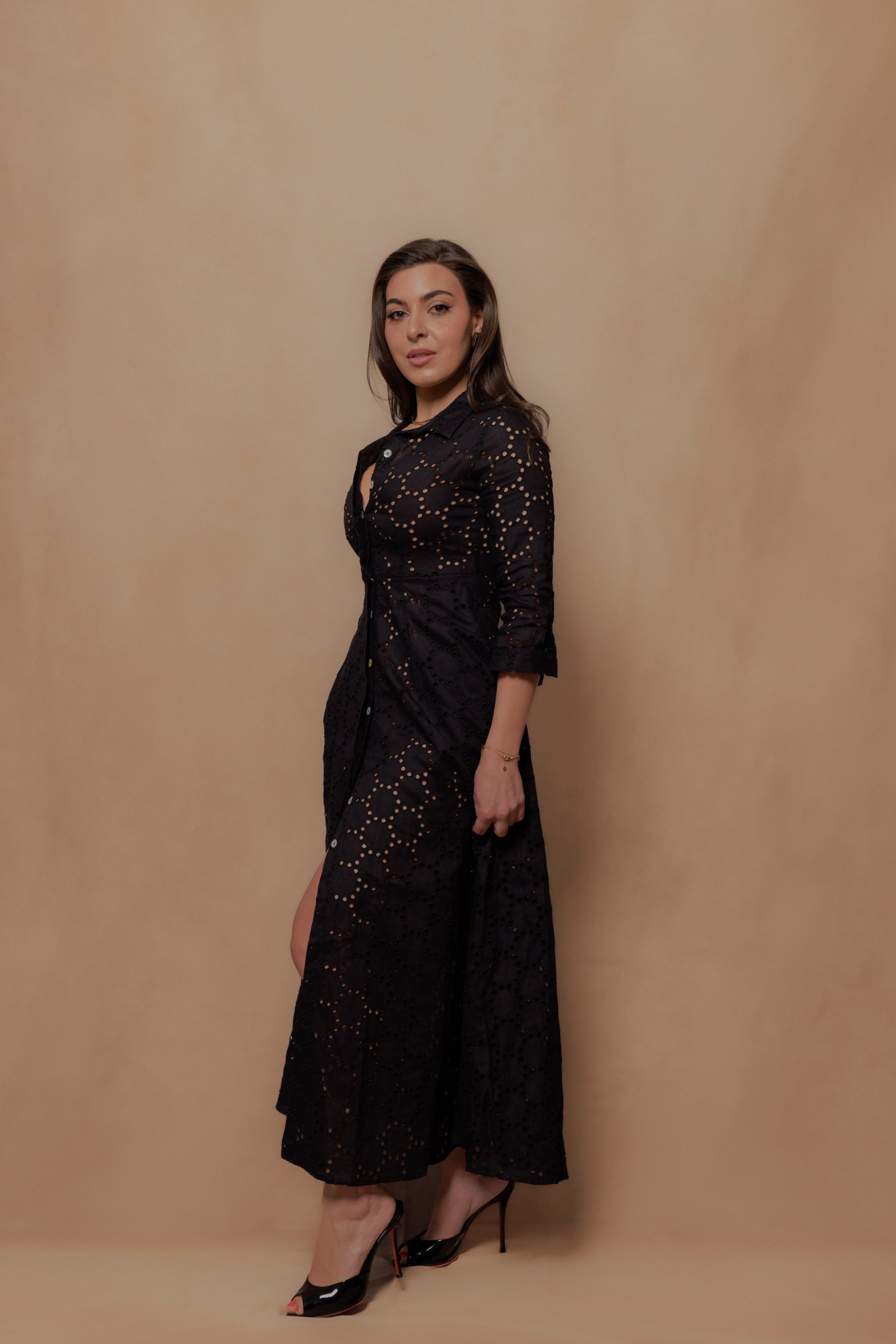 The Signature Dress in Eyelet Black