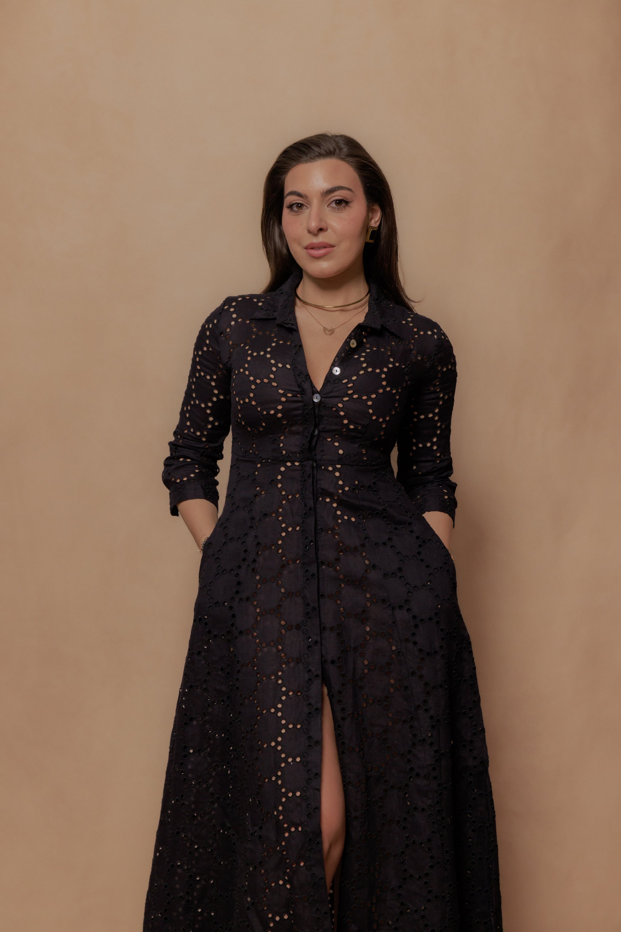The Signature Dress in Eyelet Black