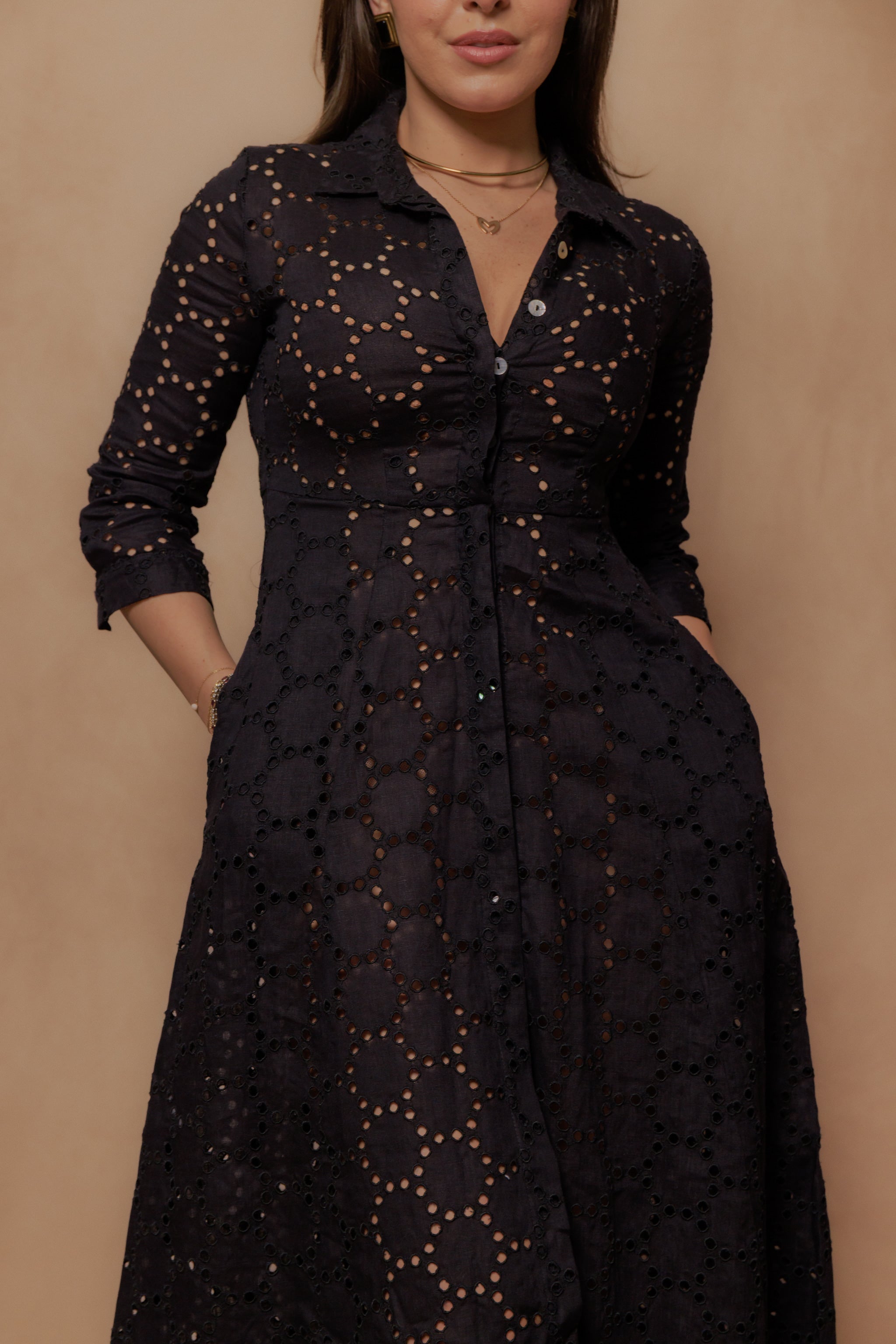 The Signature Dress in Eyelet Black