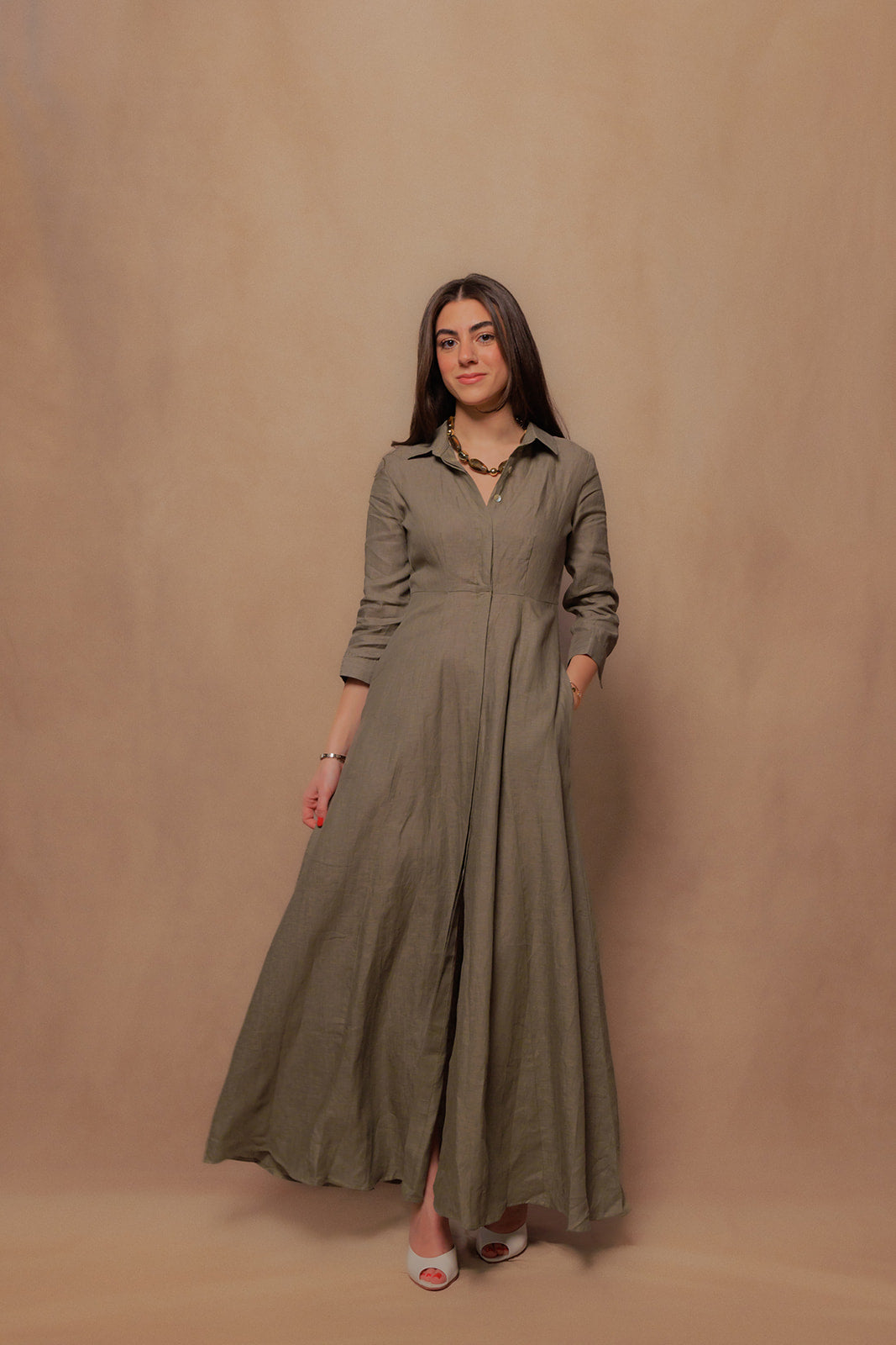 The Signature Dress in Safari Green