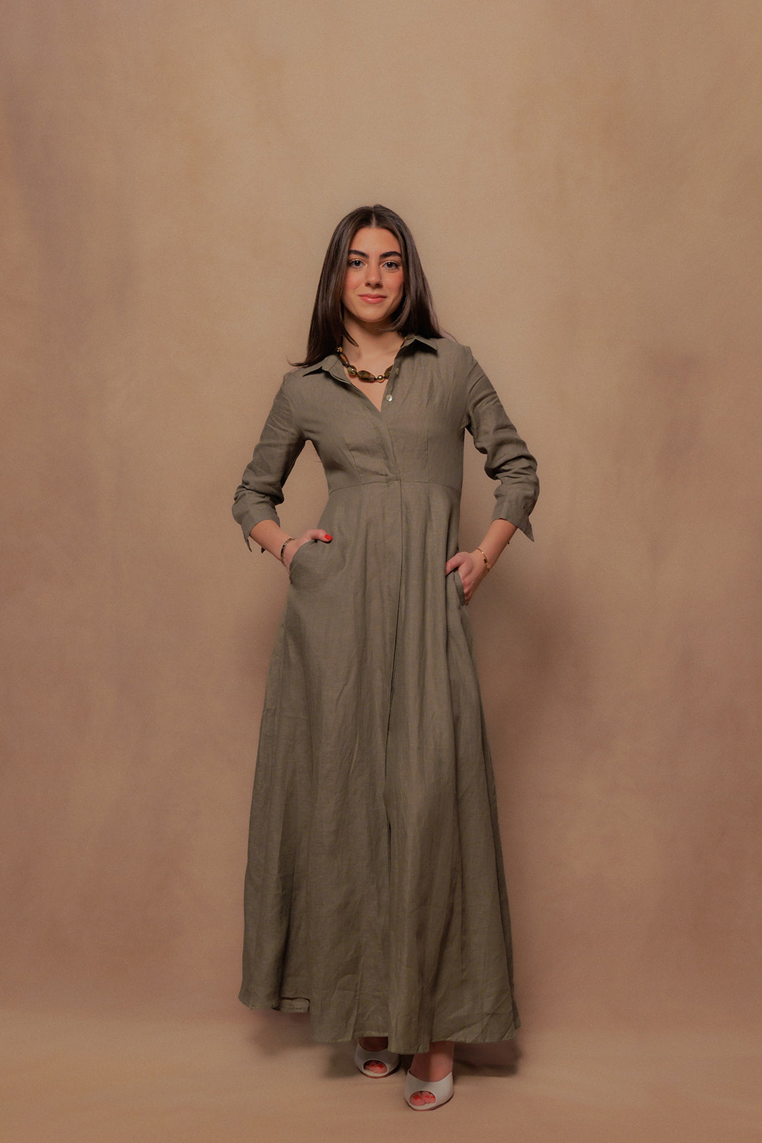 The Signature Dress in Safari Green