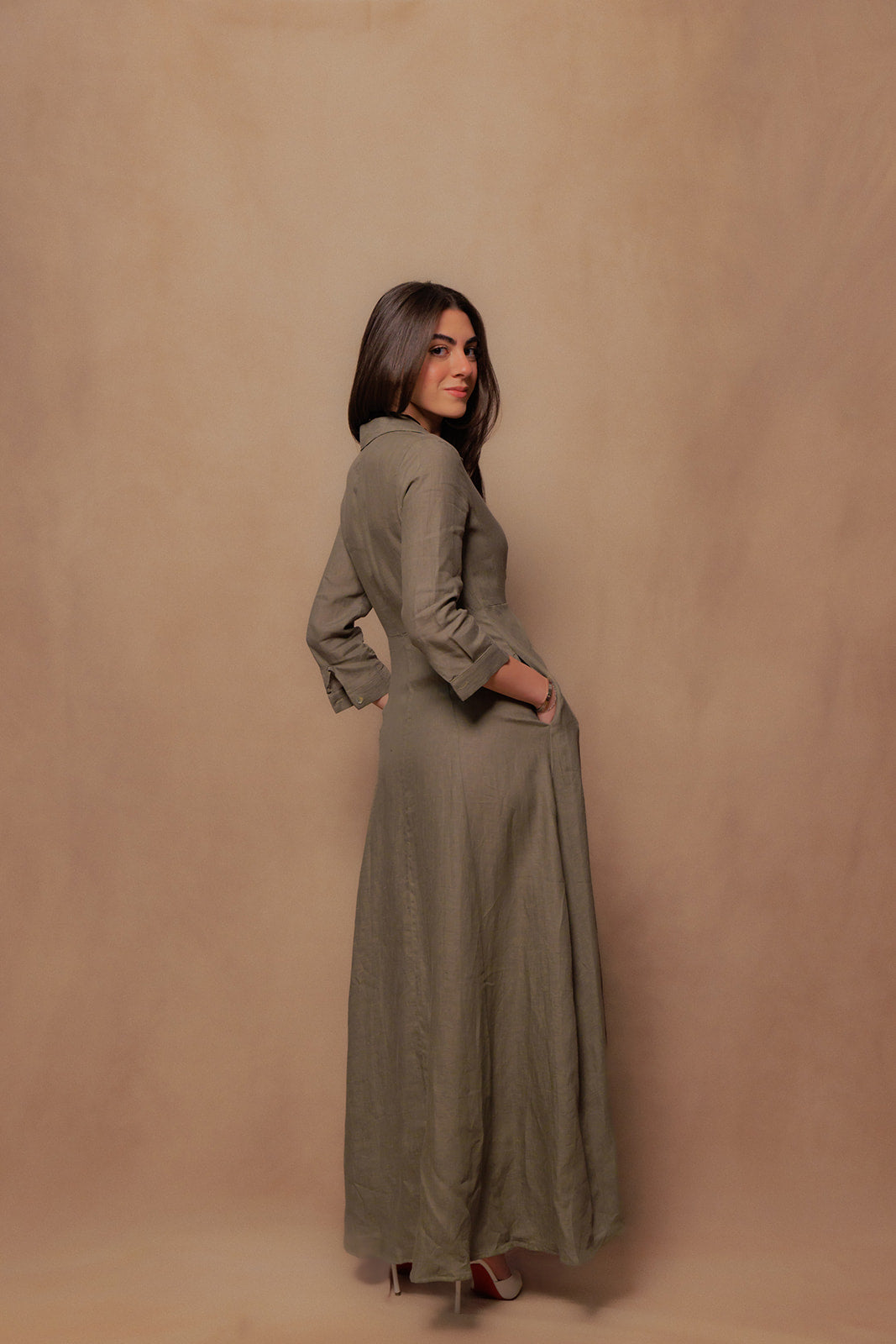 The Signature Dress in Safari Green