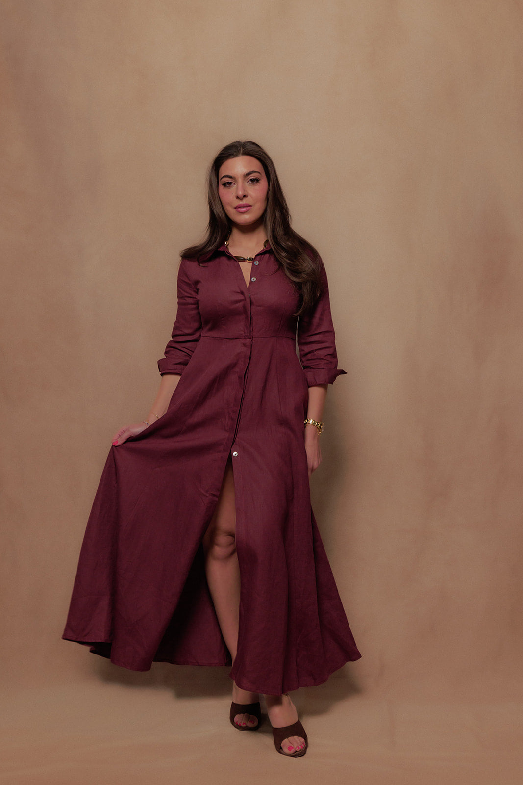 The Signature Dress in Burgundy