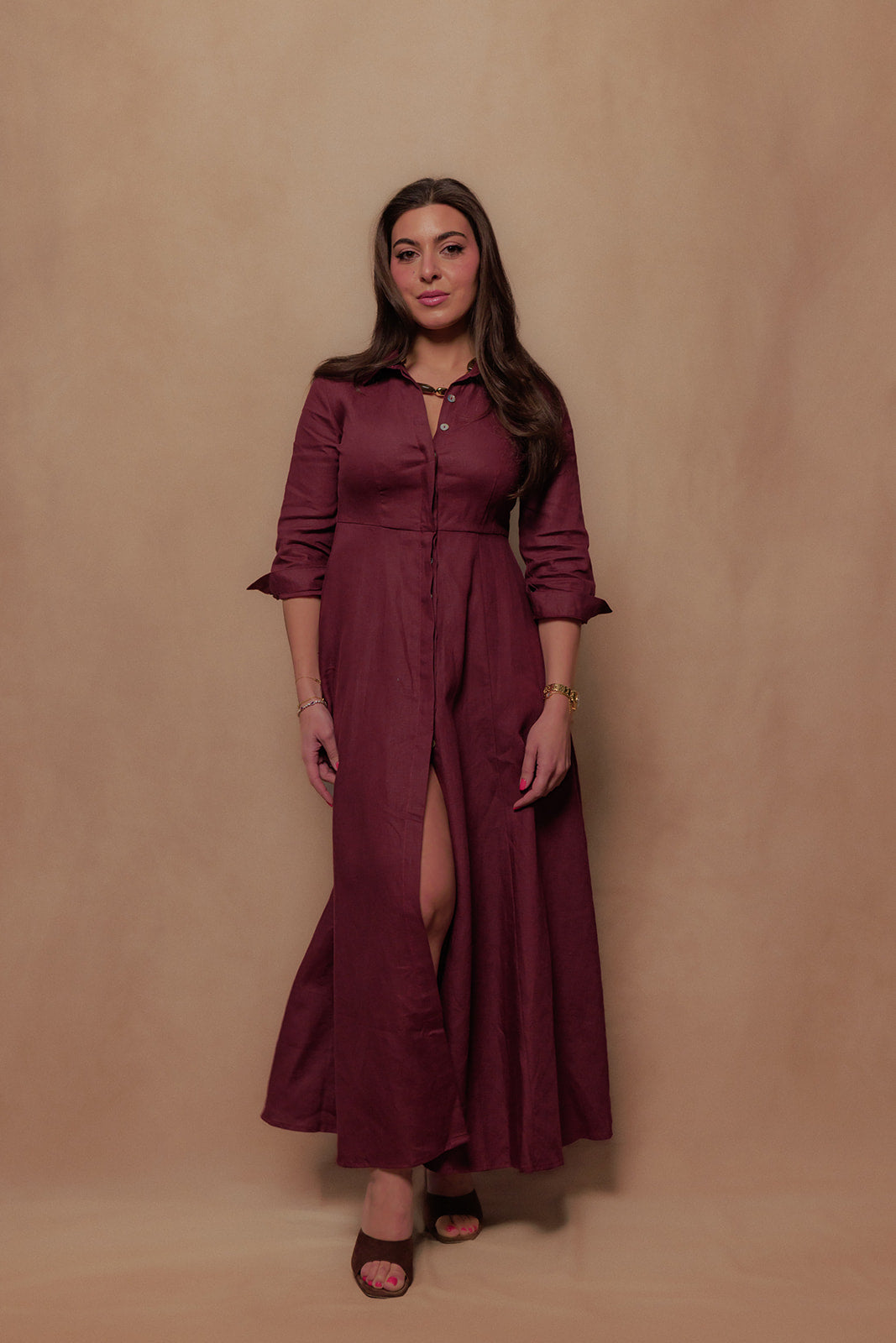 The Signature Dress in Burgundy