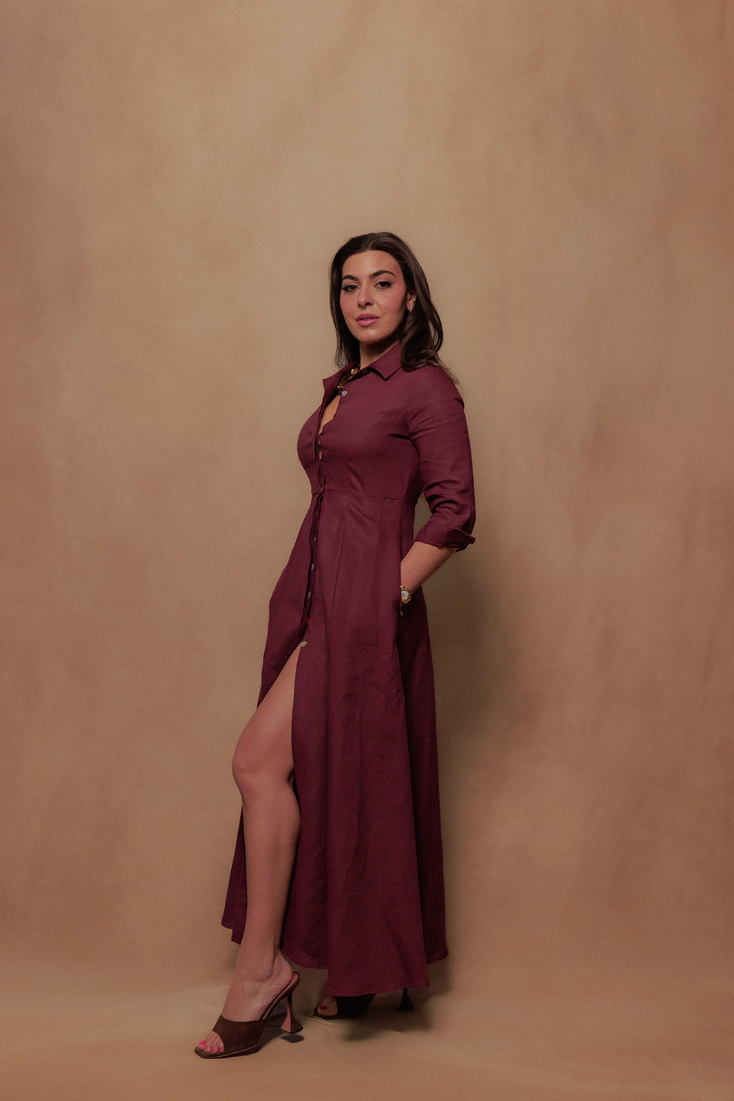The Signature Dress in Burgundy