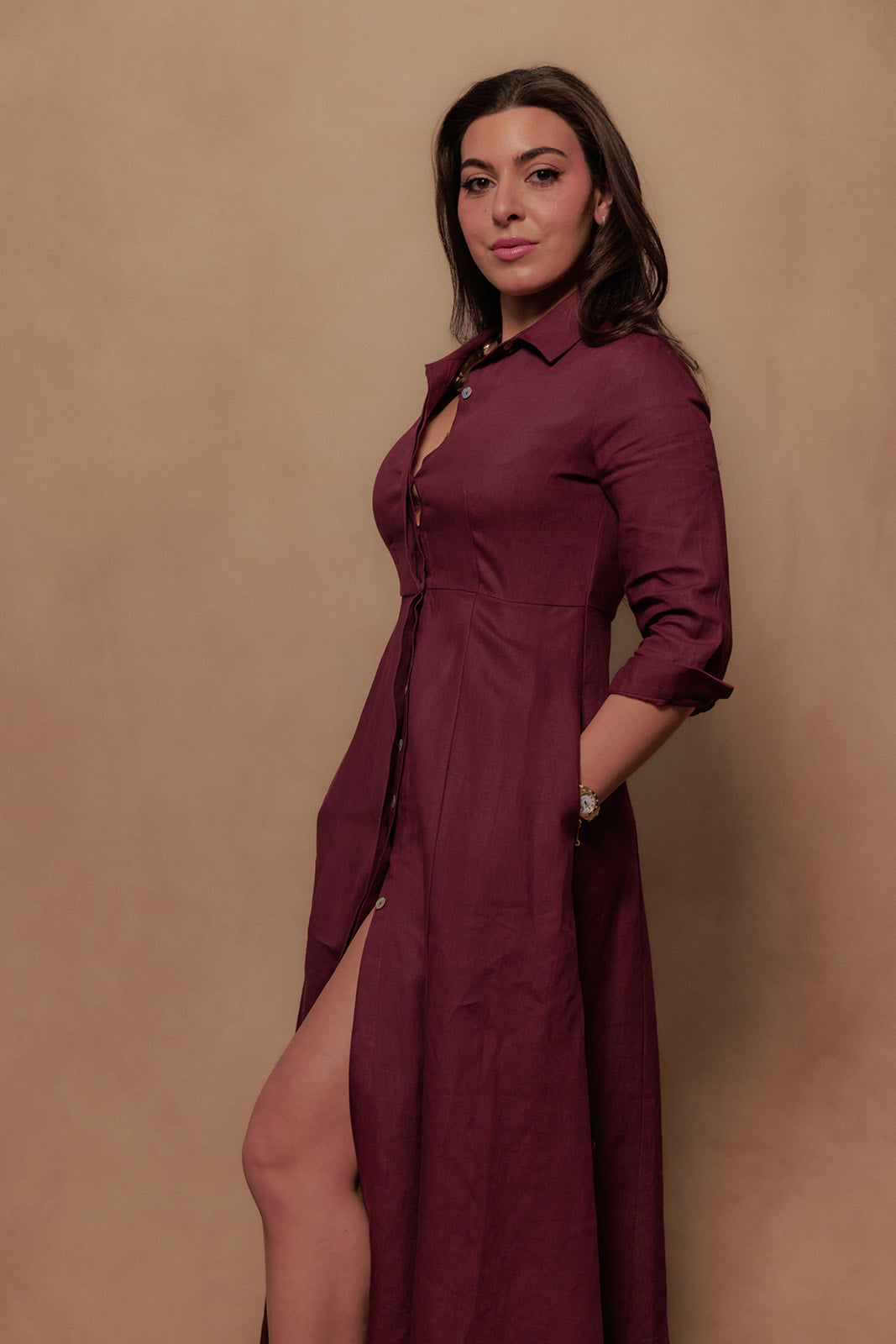 The Signature Dress in Burgundy